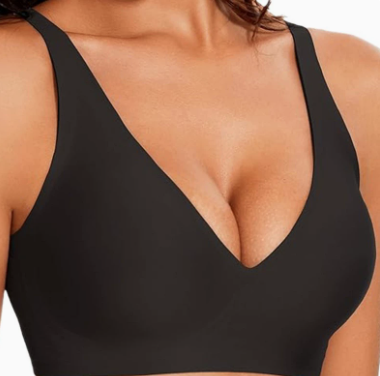 dlsave Seamless Bras for Women No Underwire Wavy V Neck Soft Support