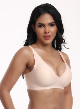 dlsave Seamless Bras for Women No Underwire Wavy V Neck Soft Support