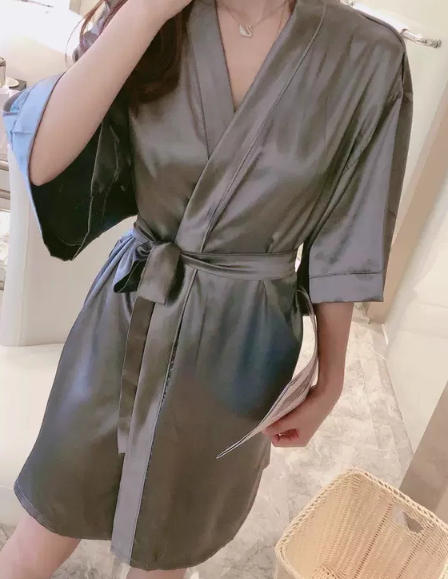 Aphrotiny Women's dressing gowns Silk Robes Bride Bridesmaid Satin Kimono Robes Sleepwear
