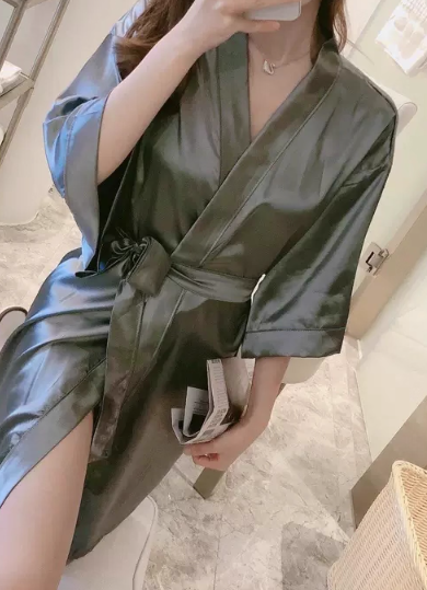 Aphrotiny Women's dressing gowns Silk Robes Bride Bridesmaid Satin Kimono Robes Sleepwear